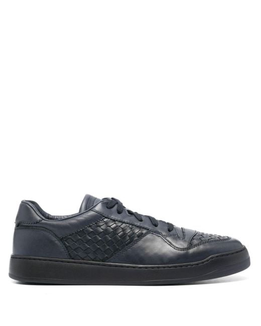 Doucal's Blue Woven Leather Sneakers for men