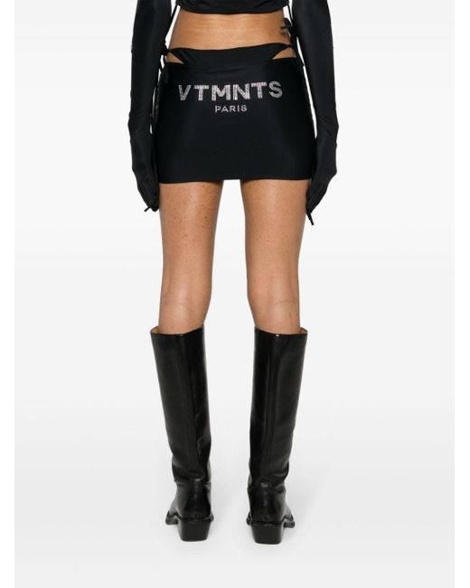VTMNTS Black Paris Crystal Embellished Mini Skirt