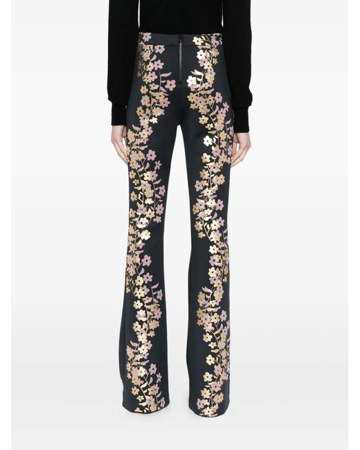 Cynthia Rowley Black Foil-Print Trousers