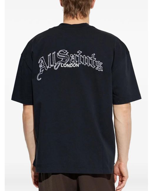 AllSaints Blue Logo-Print Short-Sleeve T-Shirt for men