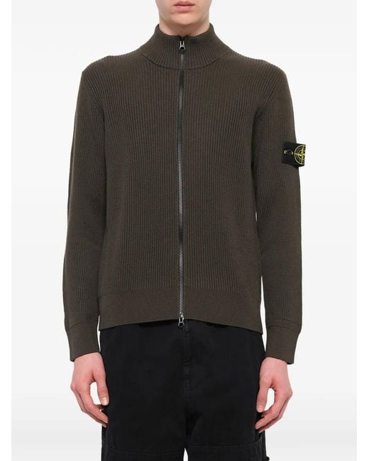 Stone Island Gray 5100017 Full-Rib Rws Woll Loose-Fit Zip-Up Jumper for men