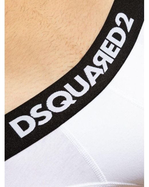 DSquared² Metallic Logo-waistband Stretch-cotton Briefs (pack Of Two) for men