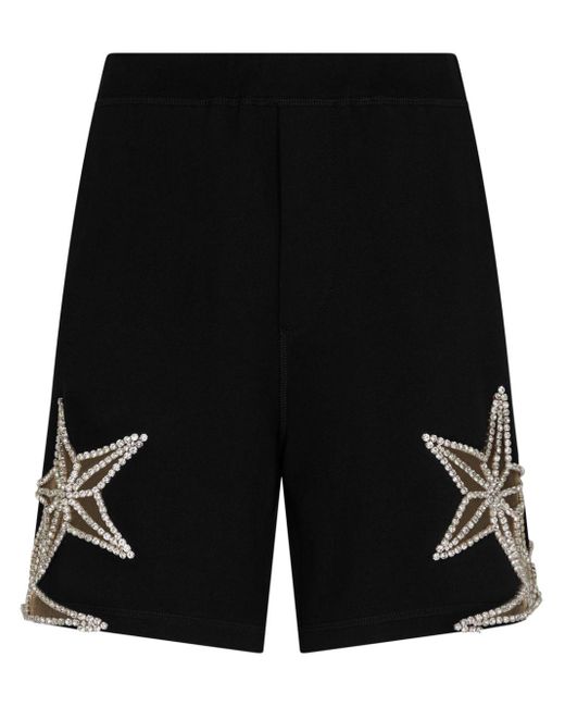 DSquared² Black Crystal-embellished Cotton Shorts for men