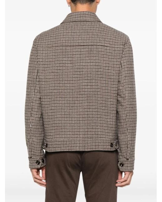 NEW YORK RESIDENT Brown Houndstooth Overshirt for men
