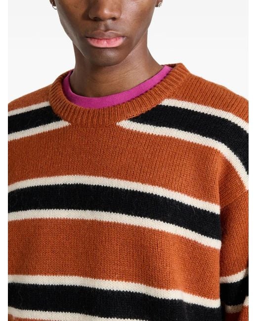 Stussy Orange Striped Wool Sweater for men