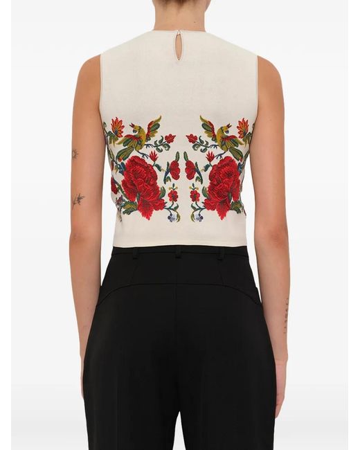 McQueen Floral-Embroidered Top