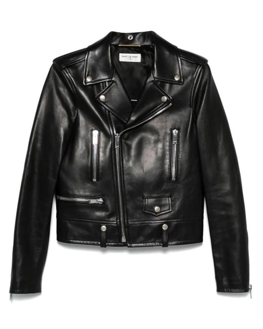 Saint Laurent Lederen Jas in het Black