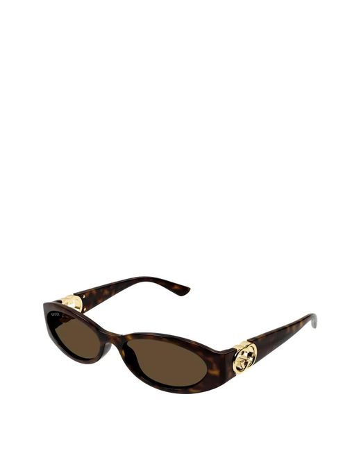 Gucci Brown Oval-Frame Sunglasses
