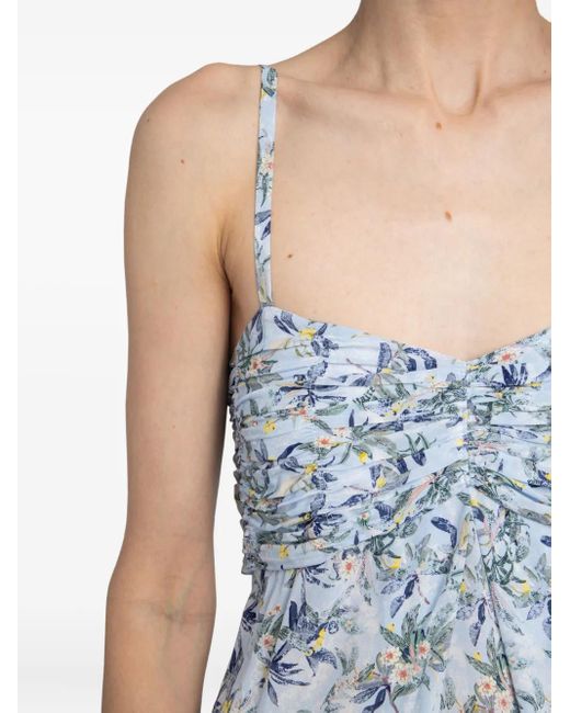 Zadig & Voltaire Blue Cippie Floral-Print Smocked Top