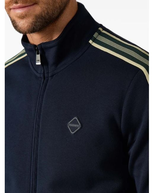 Hackett Blue Side-Stripe Zip-Up Sweatshirt for men