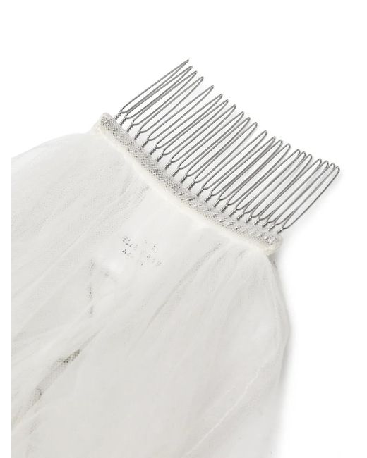 Elie Saab White Tulle-Construction Veil