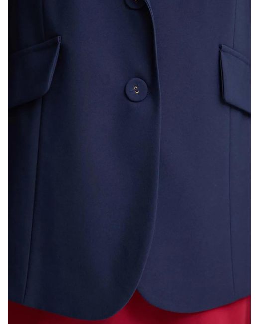 Sandro Ferrone Blue Flap-Pockets Single-Breasted Blazer