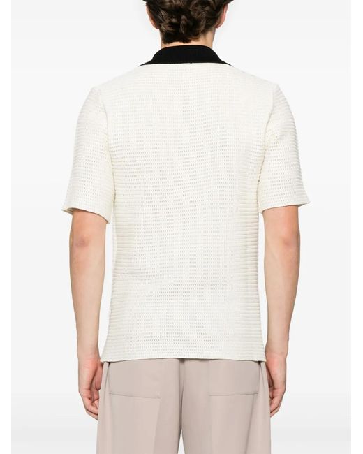 Jil Sander White Knitted Polo Shirt for men
