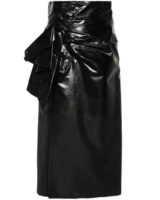 Maison Margiela Black Coated Midi Skirt