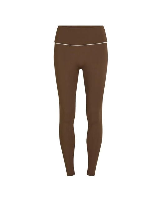Karl Lagerfeld Brown Contrast-Piping Leggings