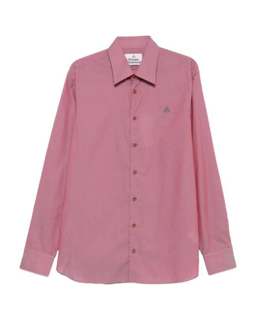 Vivienne Westwood Orb-Embellished Long-Sleeved Shirt in Pink for