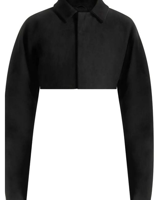 Manière De Voir Black Elya Suede-Effect Super Crop Jacket
