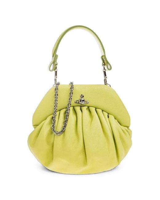 Vivienne Westwood Yellow Brooke Gathered Leather Tote Bag