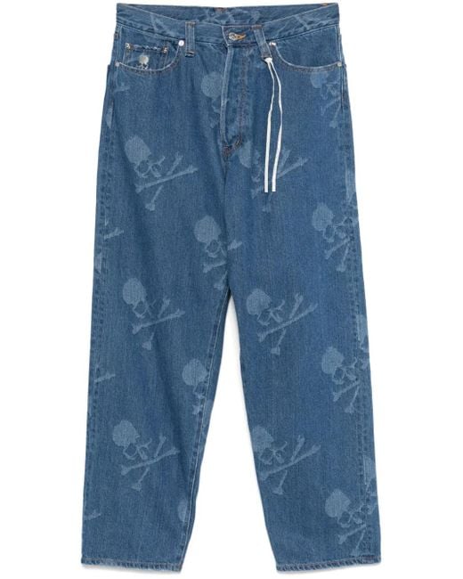 メンズ Mastermind Japan モノグラム ストレートジーンズ Blue