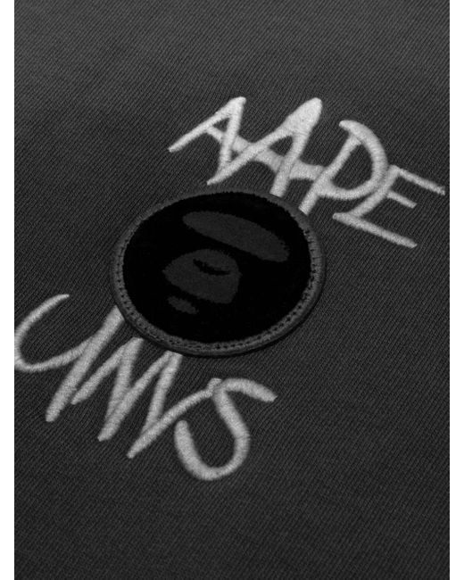 Aape By A Bathing Ape Black Embroidered Logo Long-Sleeve Polo Shirt for men