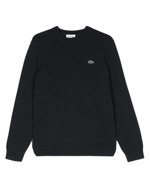 Jersey De Canalé Fino Con Parche Del Logo Lacoste de hombre de color Black