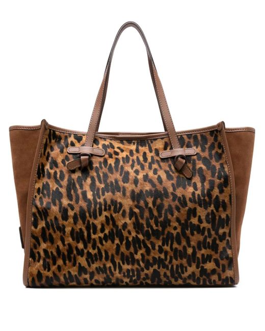 Gianni Chiarini Brown Marcella Tote Bag mit Leoparden-Print