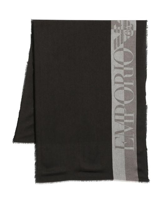 Emporio Armani Black Logo-Detail Scarf for men