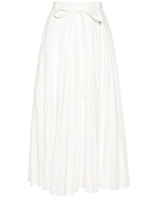 Joseph White Plissé-effect Linen-blend Skirt