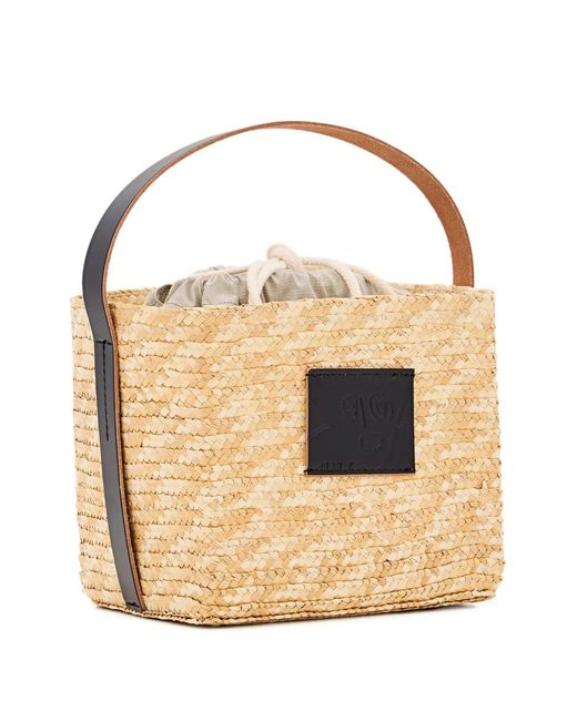 Plan C Natural Woven-Raffia Tote Bag
