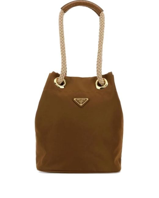 Prada Re-Nylon Mariner Bucket-Tas Met Handvat Van Touw in het Brown