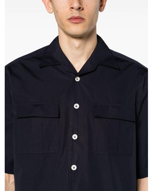 Lardini Blue Camp-collar Cotton Shirt for men