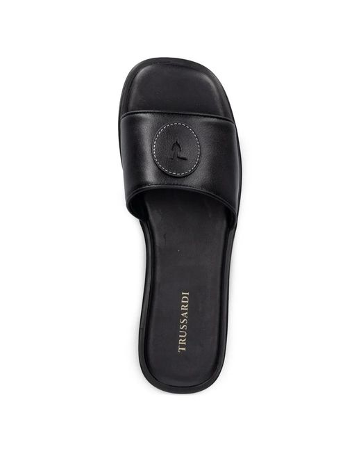 Trussardi Black Logo-Patch Sandals
