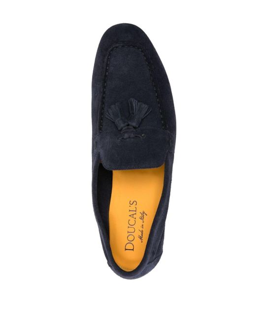 Doucal's Blue Tassel-detail Suede Loafers for men