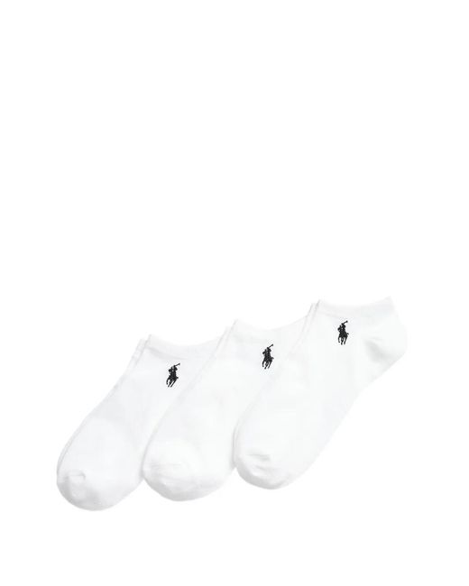 Polo Ralph Lauren White Pony-Embroidered Ankle Socks (Set Of Three)