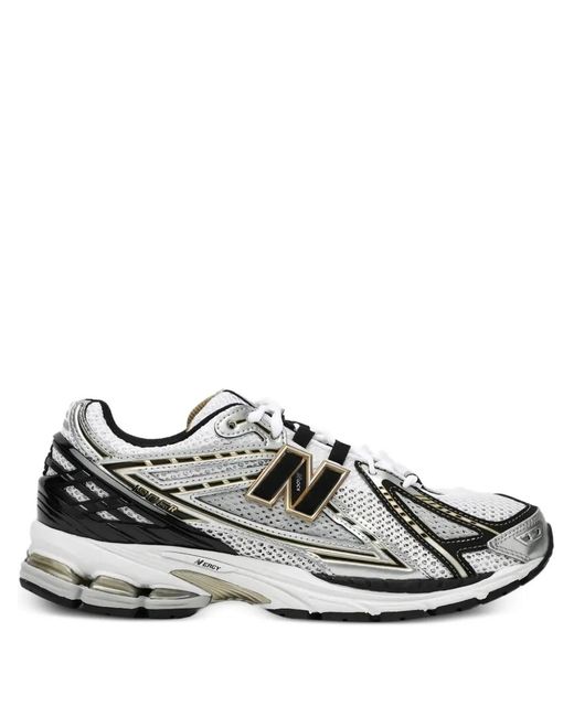 New Balance White Logo-Patch Sneakers
