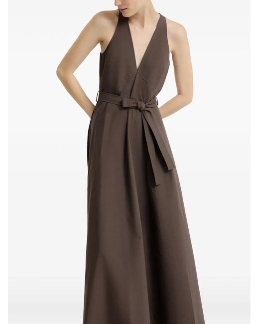 Brunello Cucinelli Brown Techno Cotton Poplin Belted Dress