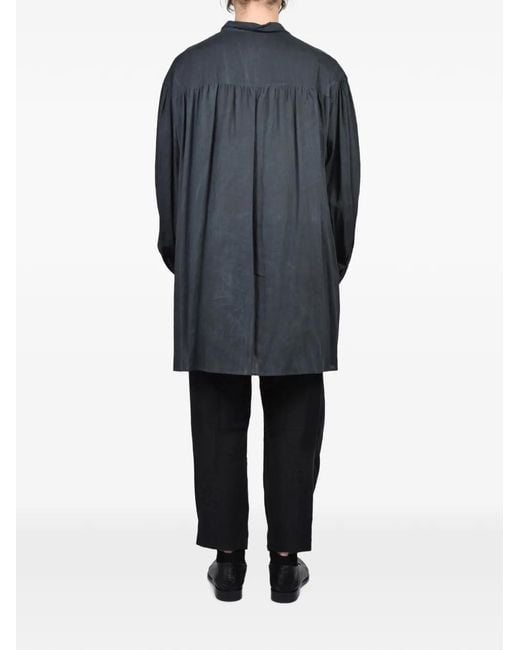 Yohji Yamamoto Gray Washer-Finish Gathered Shirt for men