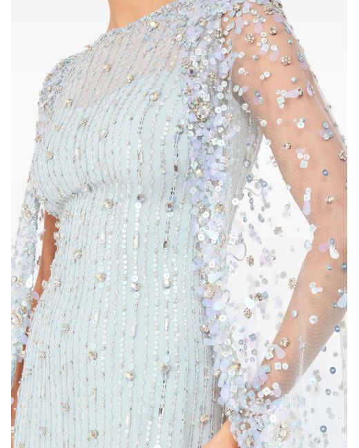 Jenny Packham Blue Blaize Maxikleid Im Cape-Stil