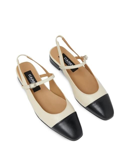 CAREL PARIS Metallic Cap-Toe Slingback Flats Pumps