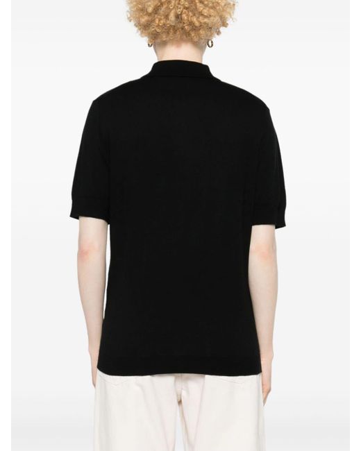Allude Black Fine-knit Polo Shirt