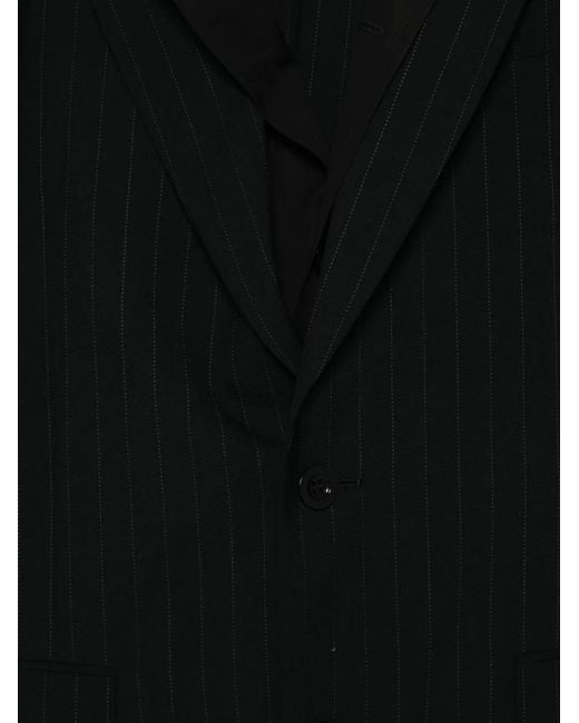 Sacai Black Veste Boutonnée À Fines Rayures for men