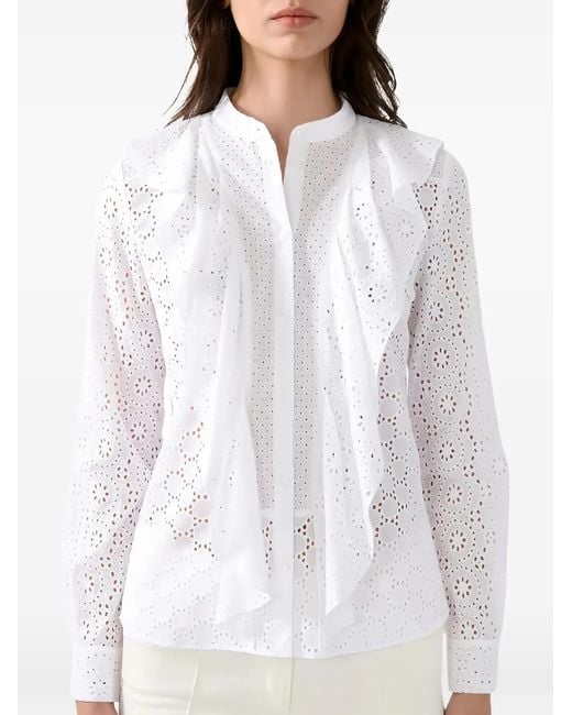 Barbara Bui White Chemise À Broderie Anglaise