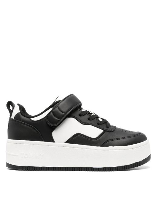 Tommy Hilfiger Black Leather Flatform Sneakers