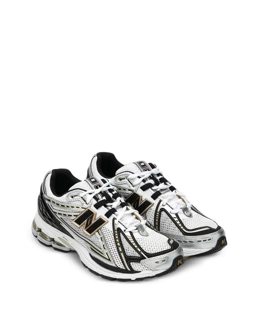 New Balance White Logo-Patch Sneakers