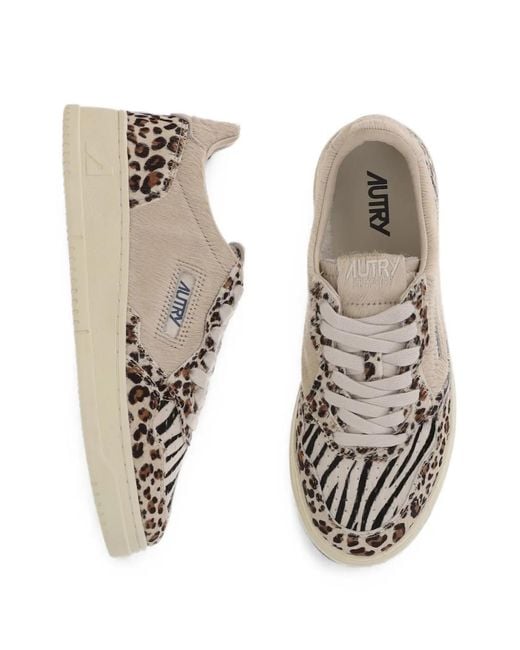 Autry Natural Medalist Low Leopard-Print Lace-Up Sneakers