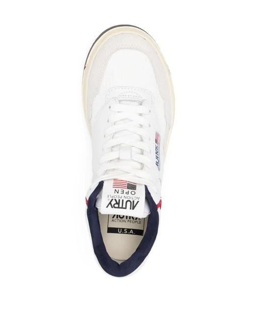 Autry White Open Mid Lace-Up Sneakers
