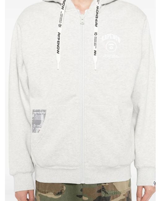 Aape By A Bathing Ape White Logo-Patch Hooded Jacket for men