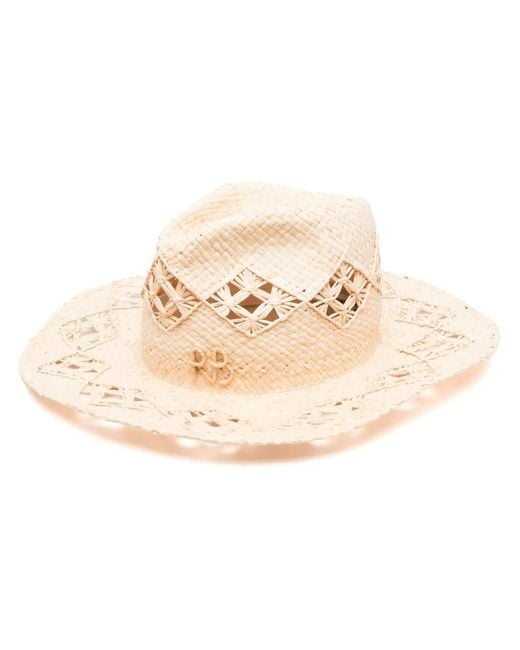 Ruslan Baginskiy Natural Interwoven-Straw Fedora Hat