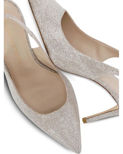 Stuart Weitzman White Pointed-Toe Slingback Pumps
