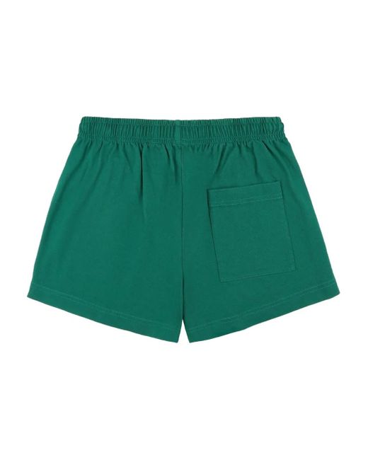 Sporty & Rich Green Logo-Embroidered Elastic-Waist Shorts